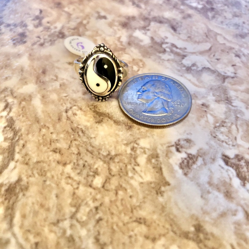 Sterling Silver Yin Yang Buddha Zen Ring 925 - Picture 2 of 3